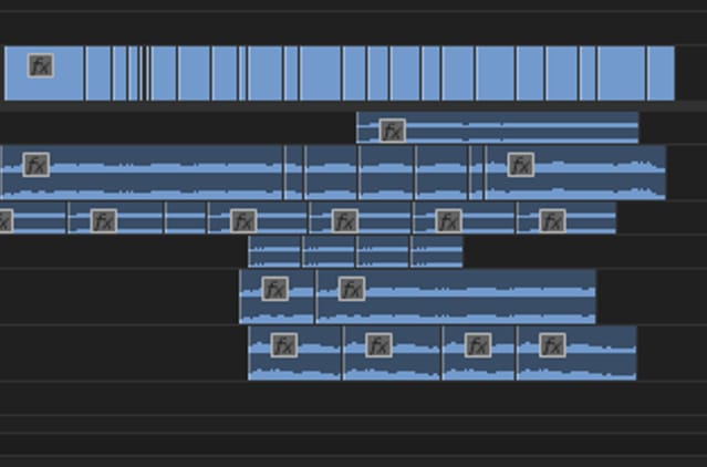 Layered audio tracks in the timeline