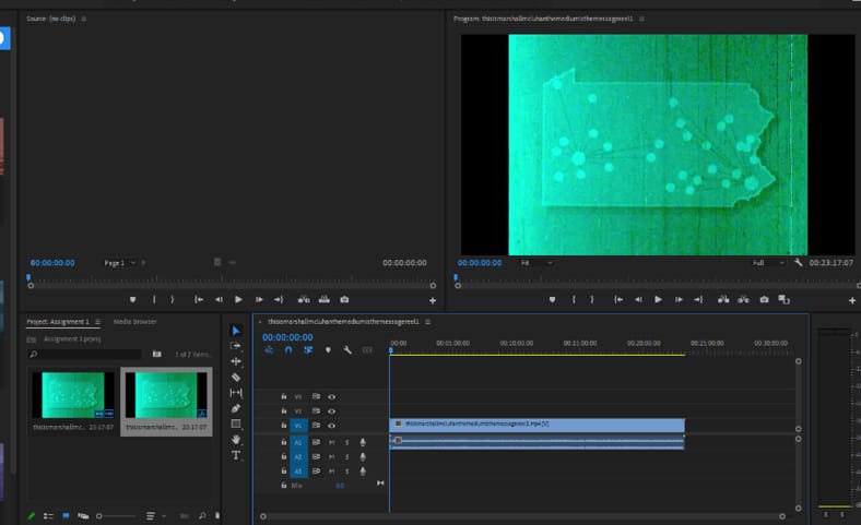 An early prototype cut in the editing software