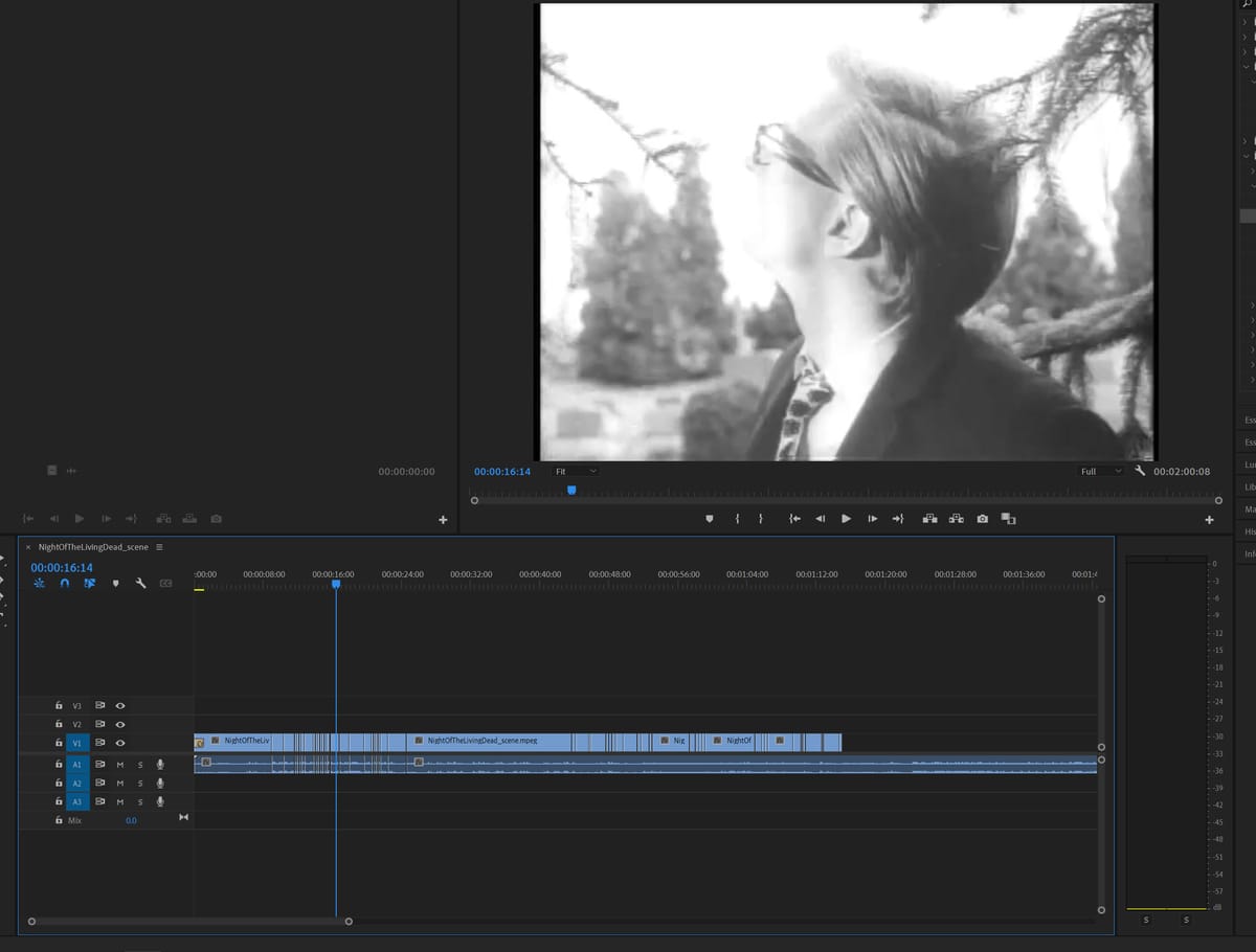 Source footage in the edit timeline
