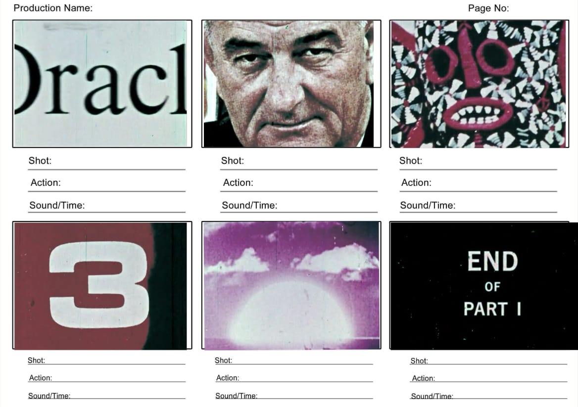 Storyboard grid with shot notes
